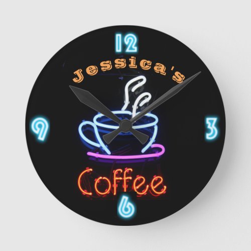 Neon CAFE COFFEE Clock Custom Add Name