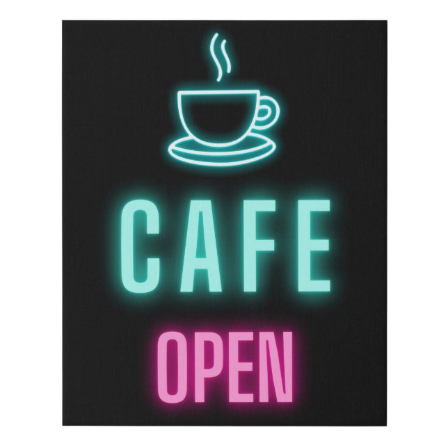 Neon Cafe Open Business Canvas Sign (Front)