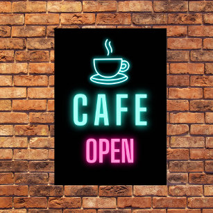 Neon Cafe Open Business Sign