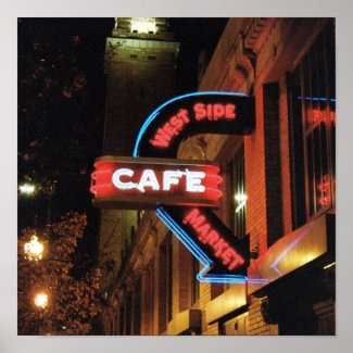 Neon Cafe Sign (Cleveland, Ohio) Poster 12x12