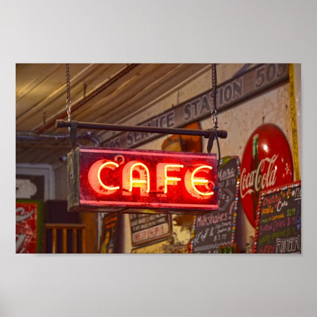 Neon Cafe Sign, Jefferson, Texas Poster (Front)