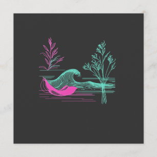 NEON CALM – Retro Wave & Botanical Line Art Invitation