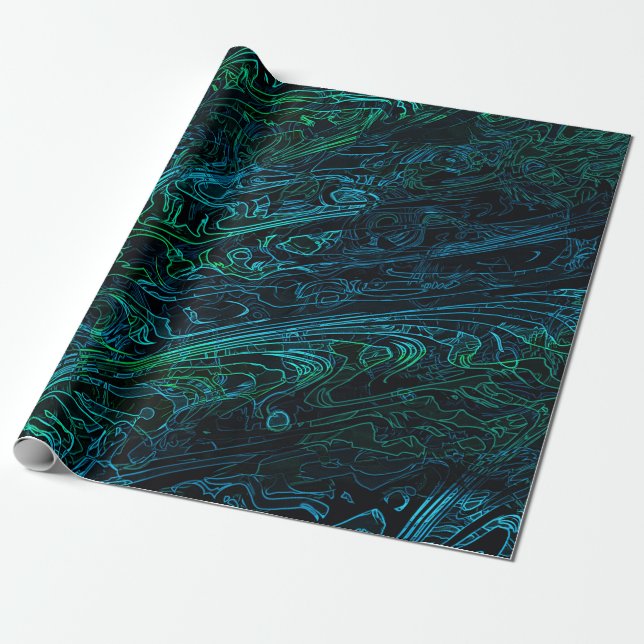 Neon Camouflage Dark Camo Texture Pattern Wrapping Paper (Unrolled)