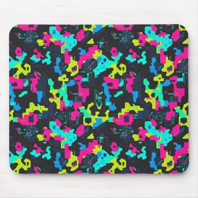 Neon Camouflage Pattern Mouse Pad (Front)