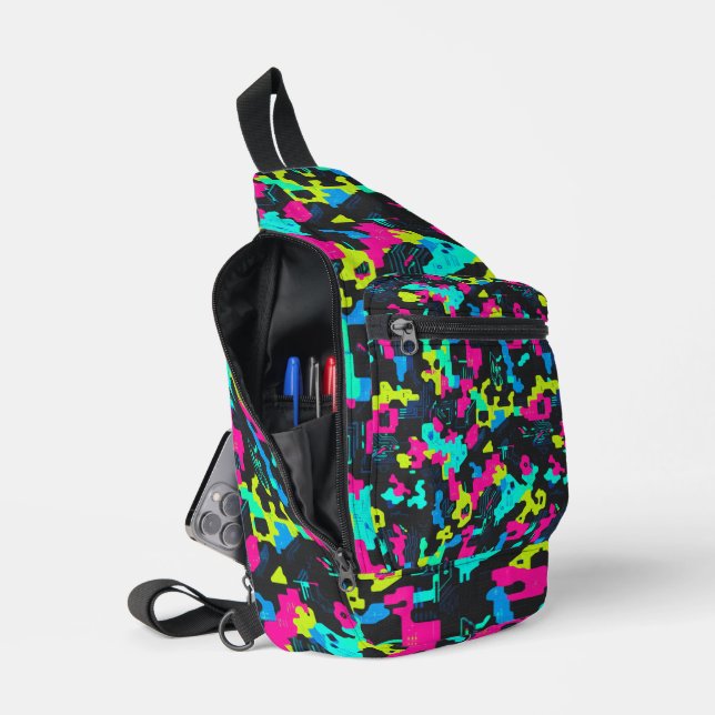 Neon Camouflage Pattern Sling Bag (Open)