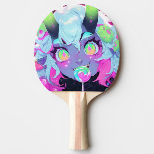 Neon Candy Demon Monster Girl Aesthetic Ping Pong Paddle