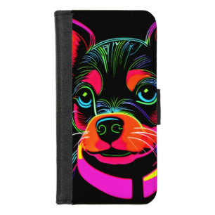 Neon Canine Puppy Art iPhone 8/7 Wallet Case