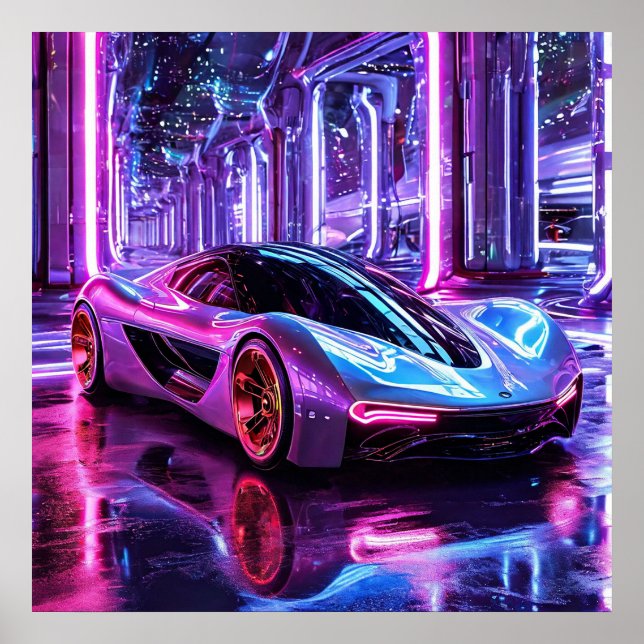 Neon car art poster (Front)