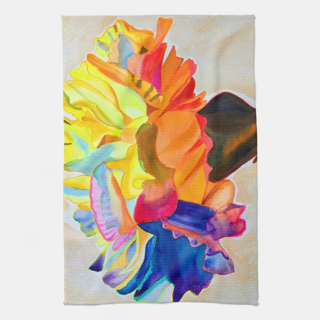 Neon Carnation watercolor flower Kitchen Towel (Vertical)