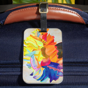 Neon Carnation watercolor flower Luggage Tag