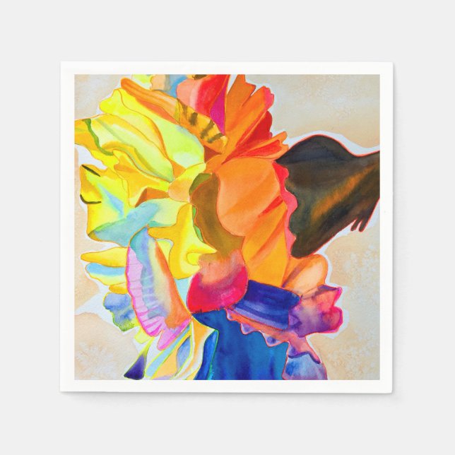 Neon Carnation watercolor flower Napkins (Front)
