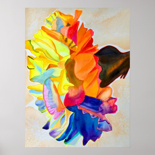 Neon Carnation watercolor flower Poster