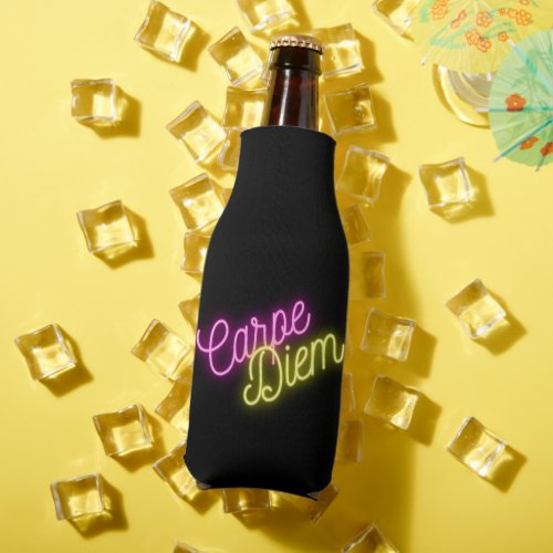 Neon Carpe Diem Word Art   Bottle Cooler