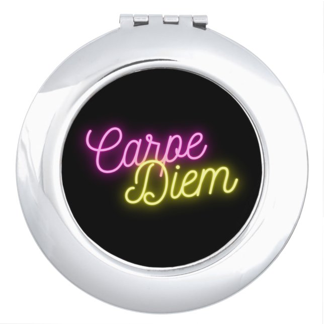 Neon Carpe Diem Word Art   Compact Mirror (Front)