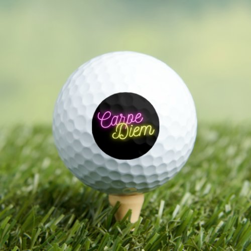 Neon Carpe Diem Word Art  Golf Balls