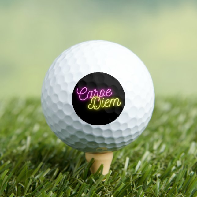 Neon Carpe Diem Word Art  Golf Balls (Insitu Tee)