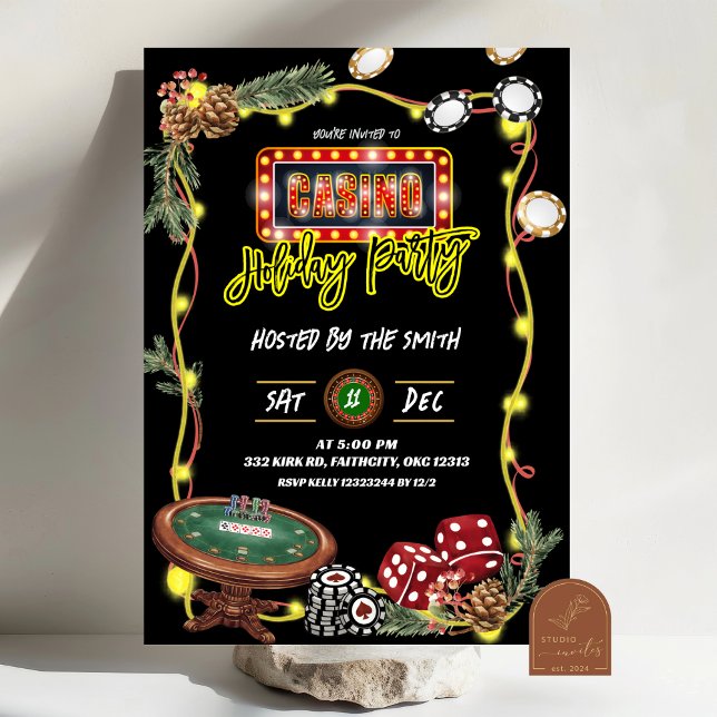 Neon Casino Holiday Party Invitation (Creator Uploaded)