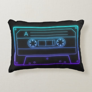 Neon Cassette Tape Retro Aesthetic Throw Pillow