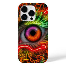 Neon Cat Eye Artwork: Vibrant Colors, Patterns