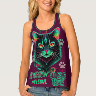 Neon Cat Graphic Vibes Tank Top