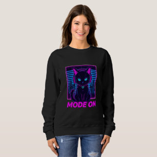 Neon Cat Mode ON – Cyberpunk Gamer Cat Hoodie & T-