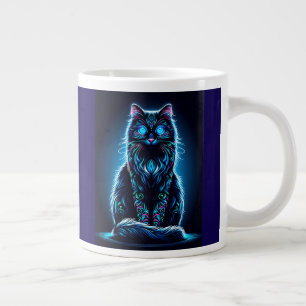 Neon Cat Vivid Background-97948 Giant Coffee Mug