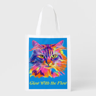Neon Catitude Grocery Bag