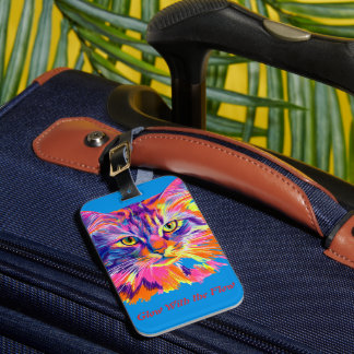 Neon Catitude Luggage Tag