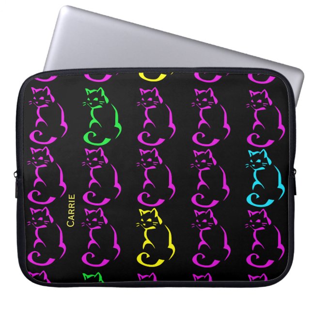 Neon Cats Custom Laptop Case (Front)