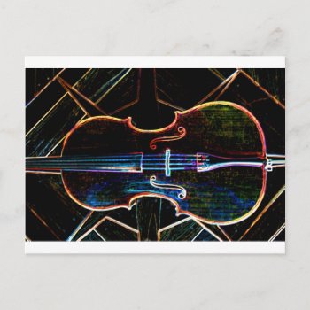 Neon Cello Postcard by RHFIneArtPhotography at Zazzle