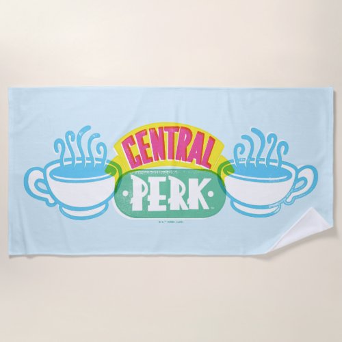Neon Central Perk Logo Beach Towel