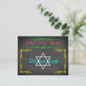 Neon Chalkboard Bat Mitzvah Thank You Note (Standing Front)