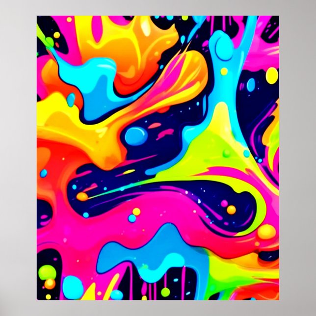 Neon Chaos Liquid Color Explosion Poster (Front)