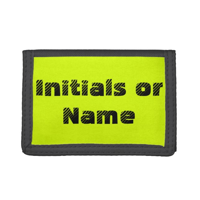 Neon Chartreuse Personalized Trifold Wallet (Front)