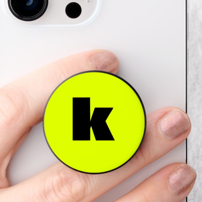 Neon Chartreuse Solid Color | Classic Monogram PopSocket (Creator Uploaded)
