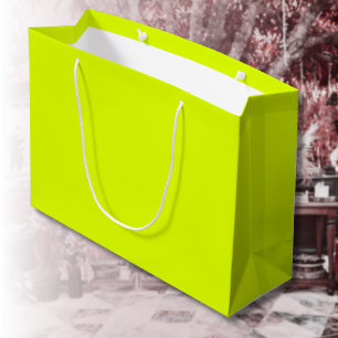 Neon Chartreuse Solid Color Trendy Color Large Gift Bag