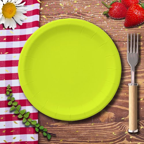 Neon Chartreuse Solid Color  Trendy Color Paper Plates