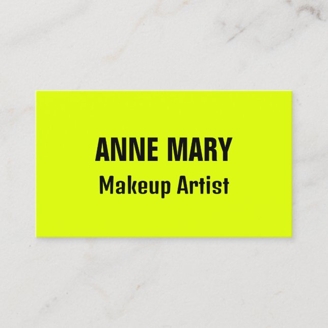 Neon Chartreuse Yellow Black Colorful Bright 2025 Business Card (Front)