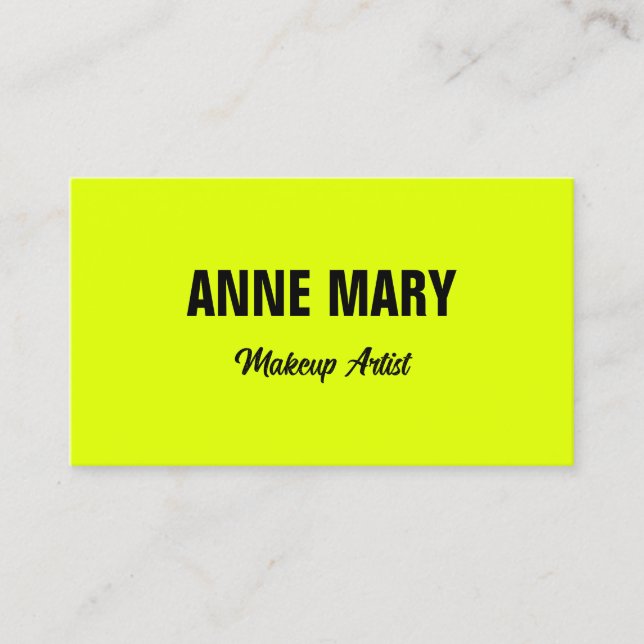Neon Chartreuse Yellow Black Colorful Bright Business Card (Front)