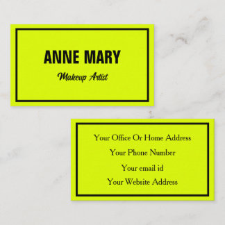 Neon Chartreuse Yellow Black Fluorescent Colorful Business Card