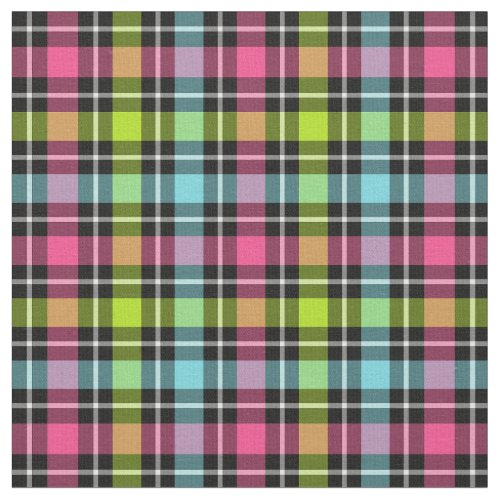 Neon Checkered Girly Plaid Fabric