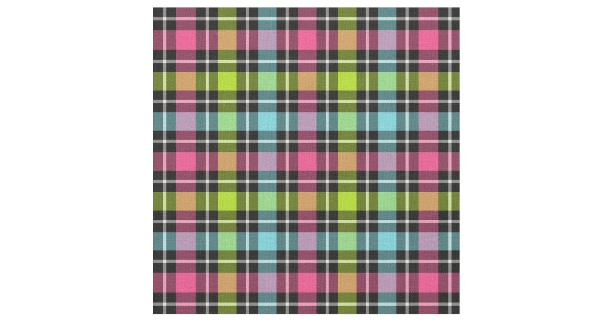 Neon Checkered Girly Plaid Fabric Zazzle 9065