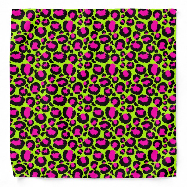 Neon Cheetah Pattern, Boys Girls & Kids, Leopard Bandana (Front)