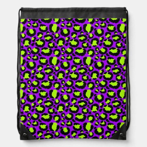 Neon Cheetah Pattern Boys Girls  Kids Leopard Drawstring Bag