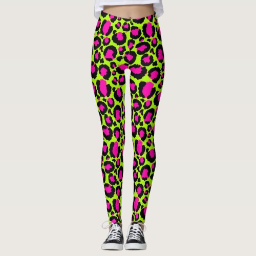 Neon Cheetah Pattern Boys Girls  Kids Leopard Leggings