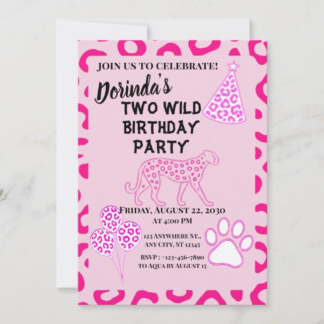 Neon Cheetah Print Invitation (Front)