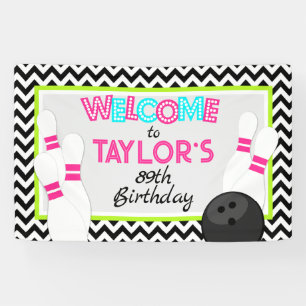 Neon Chevron Bowling Birthday Banner