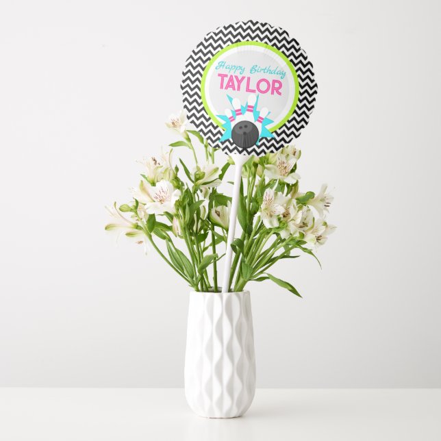 Neon Chevron Bowling Birthday Centerpiece Balloon (Vase)