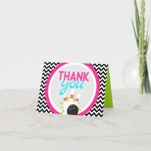 Neon Chevron Bowling Thank You Cards
