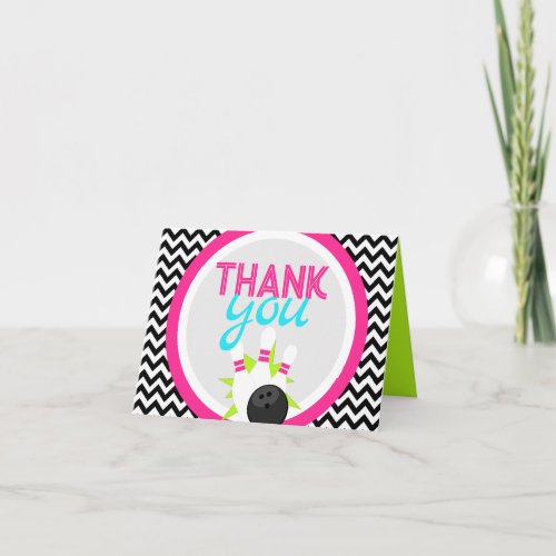 Neon Chevron Bowling Thank You Cards